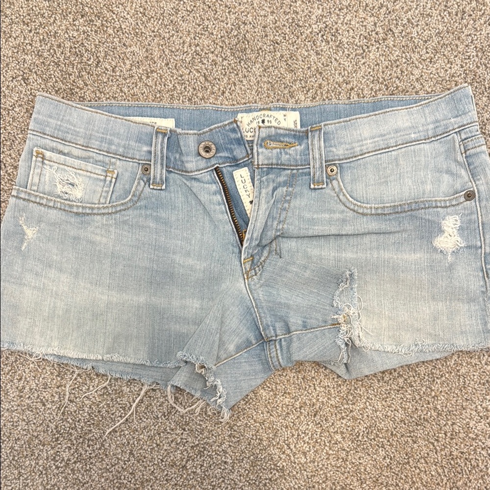 Lucky Brand Blue Jean Shorts Distressed Casual